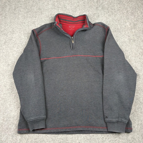 Arrow Other - Arrow Quarter Zip Pullover Mens XXL Charcoal Gray Red Contrast Stitch Sweatshirt